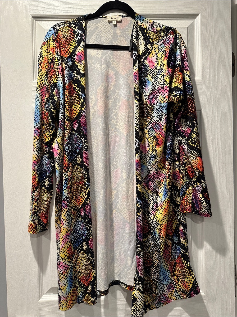 love J Multicolor Snake Print Open Front Cardigan